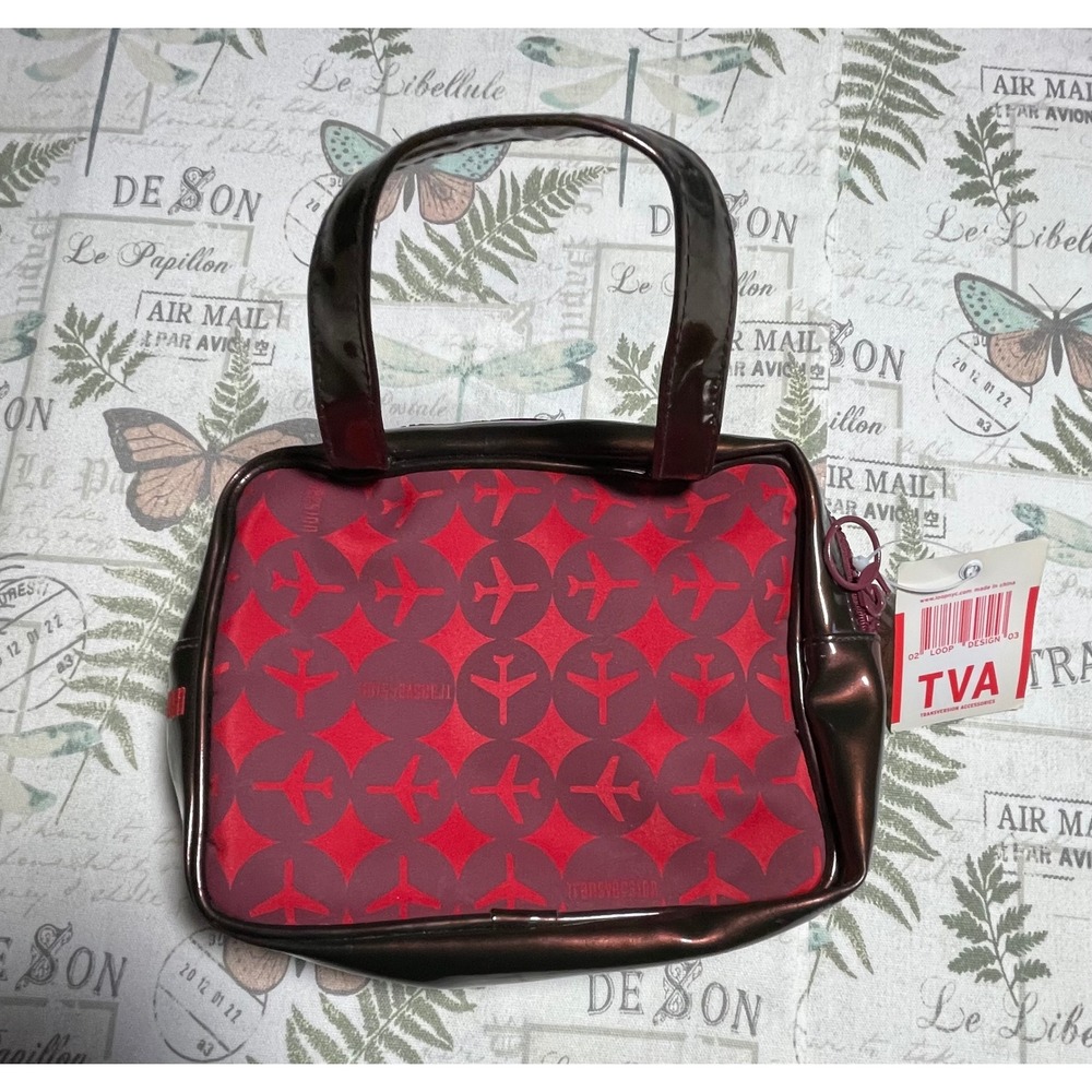 Transversion Lori Bag‎ Burgundy Airplane Print Travel Accessory Bag